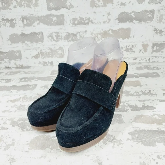 New Splendid Vina Black Suede Platform Slip On Clogs E101 - Picture 2 of 13